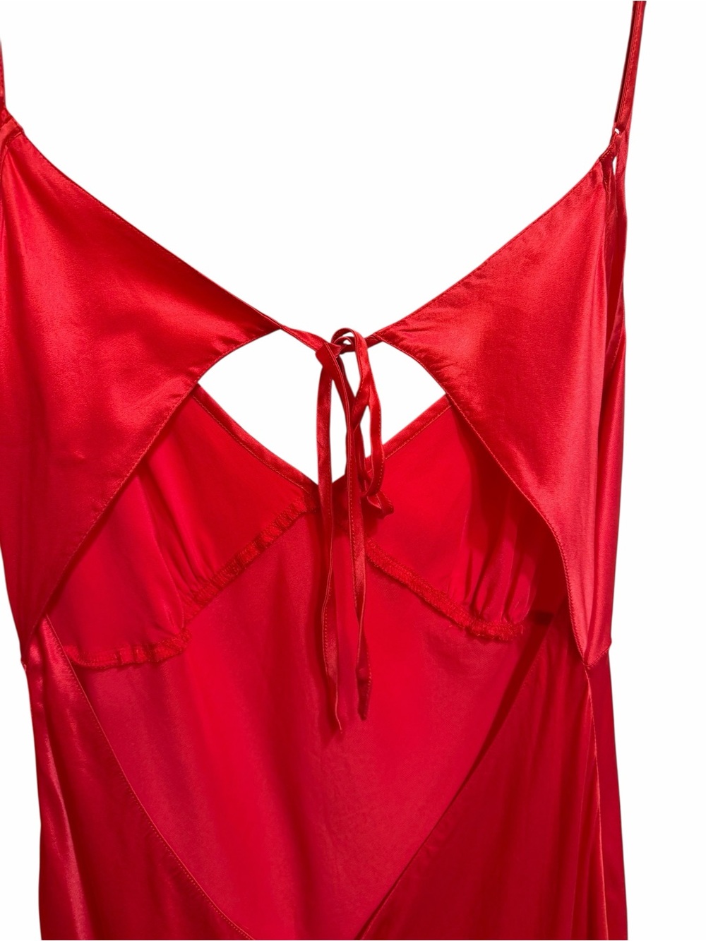 Vintage Victoria's Secret 100% Silk Red Open Back Bias Slip Dress Nightgown L - Picture 8 of 14